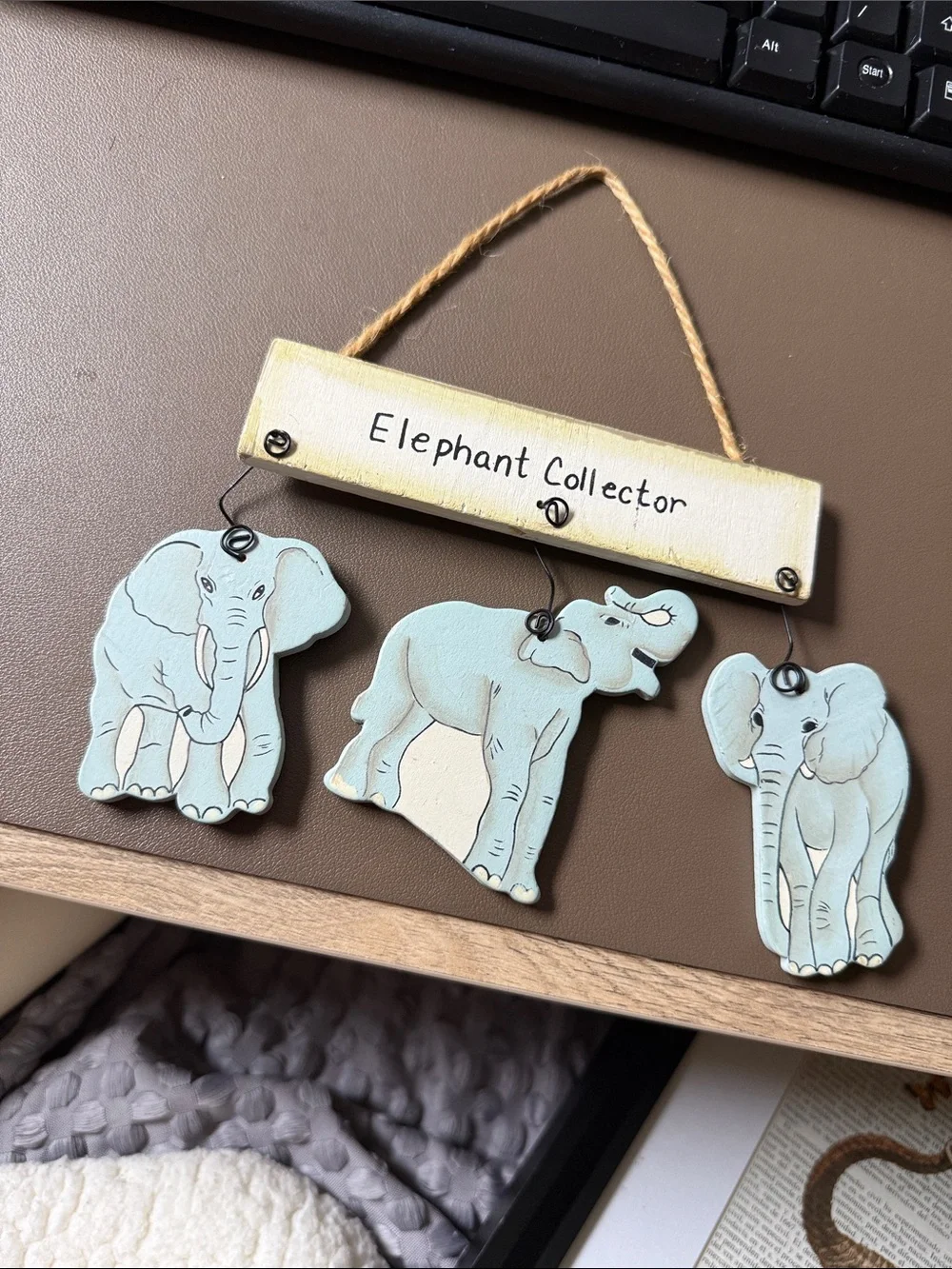 Elephant Collector Hanging Wall Decor - Light Blue